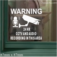 6 x CCTV Camera & AUDIO Recording Area-87mm-Video In Operation-Security Warning Stickers-Self Adhesive Vinyl Signs 